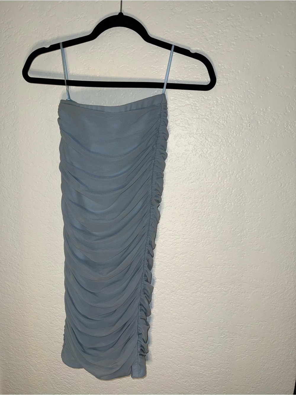 Fashion Nova Dusty Blue Ruched Midi Skirt